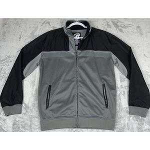 Ecko Unltd Defined By Design Men Track Jacket Zip Up L Black Gray Waterproof Vtg